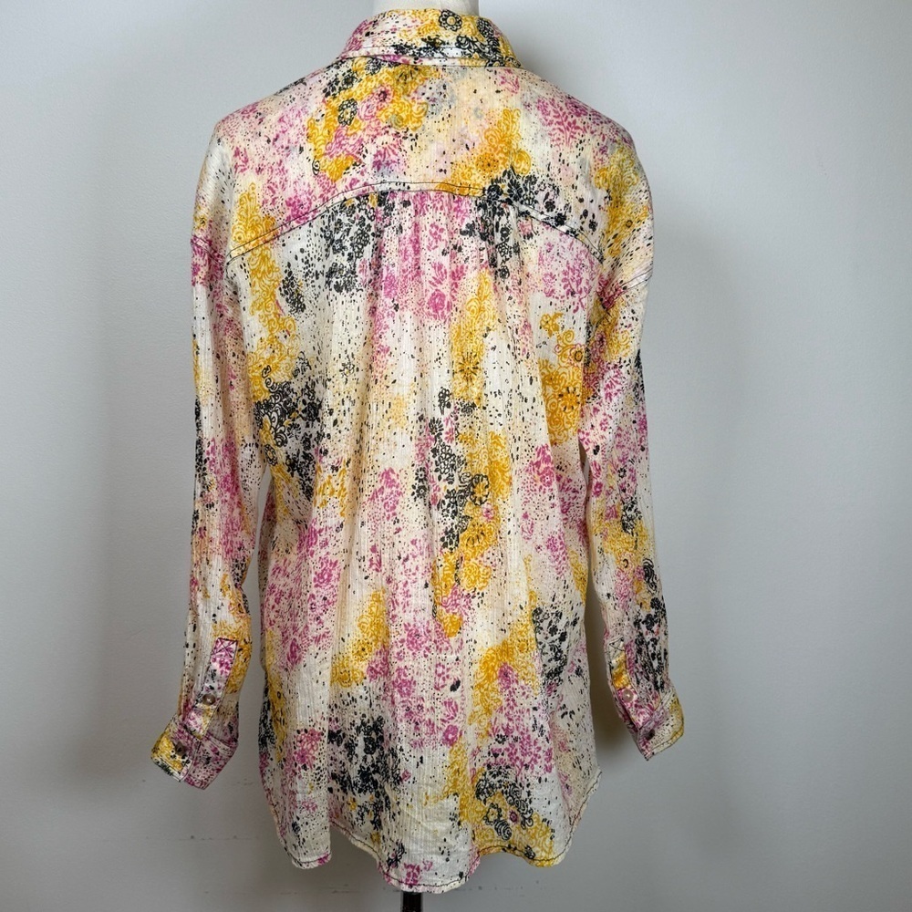 Pilcro | Anthropologie Smocked Buttondown Boho Blouse Women’s Size XXSP - Picture 9 of 12